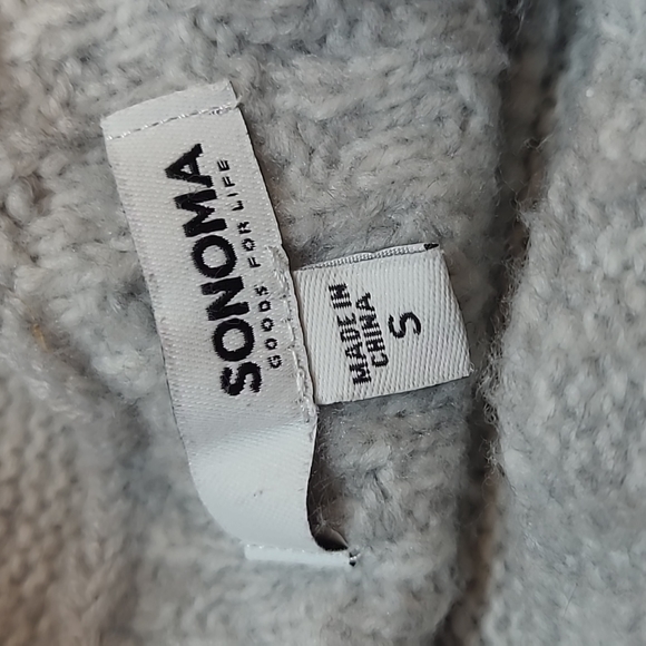 SONOMA GRAY FRINGE LONG SLEEVE MOCK TURTLE NECK SWEATER - Picture 10 of 12